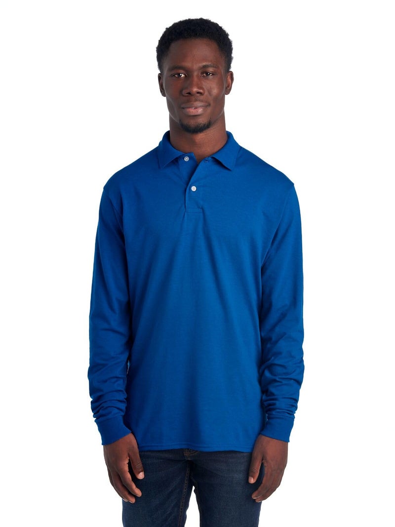 Jerzees Men's SpotShield Stain Resistant Polo Shirts (Short & Long, Long Sleeve-Royal Blue, Large - Image 4